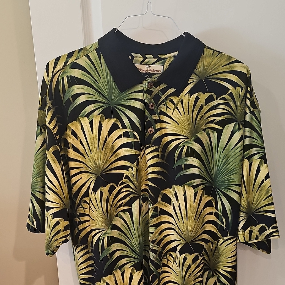 Tommy Bahama Green and Black Palm Leaf Shirt